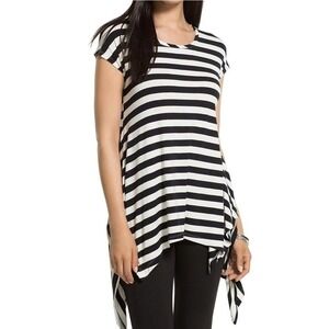 Chicos EXAGGERATED STRIPESADIE SHARKBITETOP SS KNIT PATTERN M